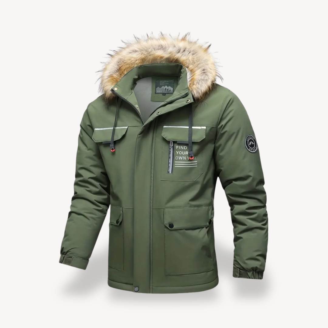 Isolierte Pufferjacke für Herren mit abnehmbarer Kunstpelzkapuze | Loravelle 5