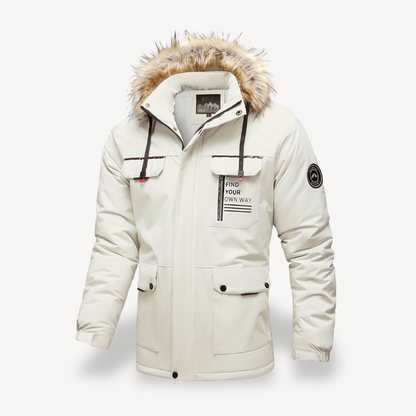 Isolierte Pufferjacke für Herren mit abnehmbarer Kunstpelzkapuze | Loravelle 6