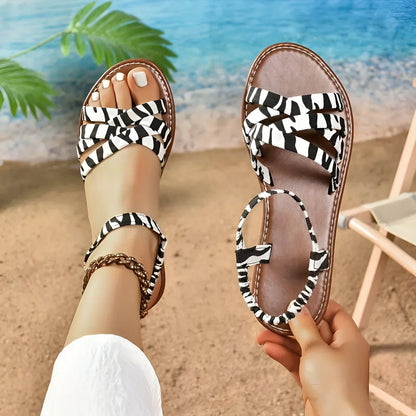 Sommer Flats Animal Print Schuhe Damen