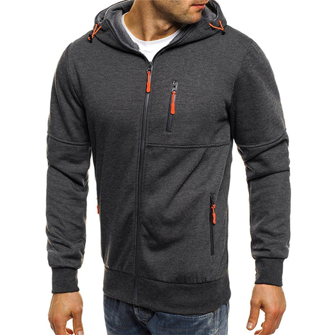Lässiger Herren Hoodie mit Reißverschluss Schwarz