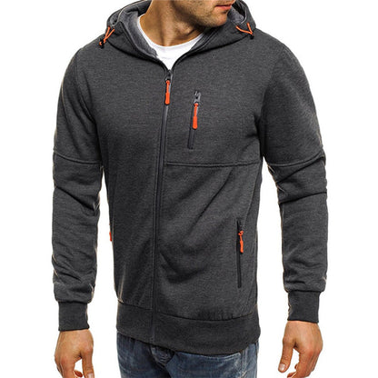 Lässiger Herren Hoodie mit Reißverschluss Schwarz