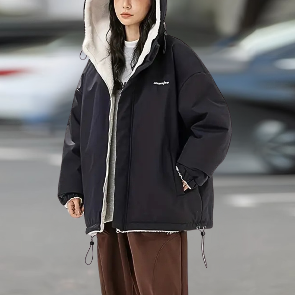Warme Damen Winterjacke Wendbar Modern - BerlinGlamour