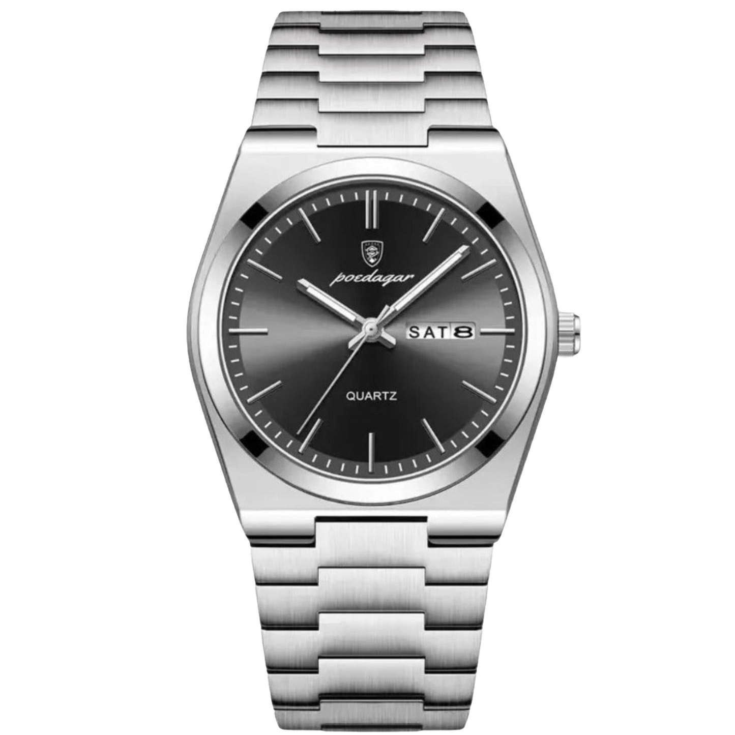 Herren Armbanduhr 41mm Edelstahl Schwarz Elegant