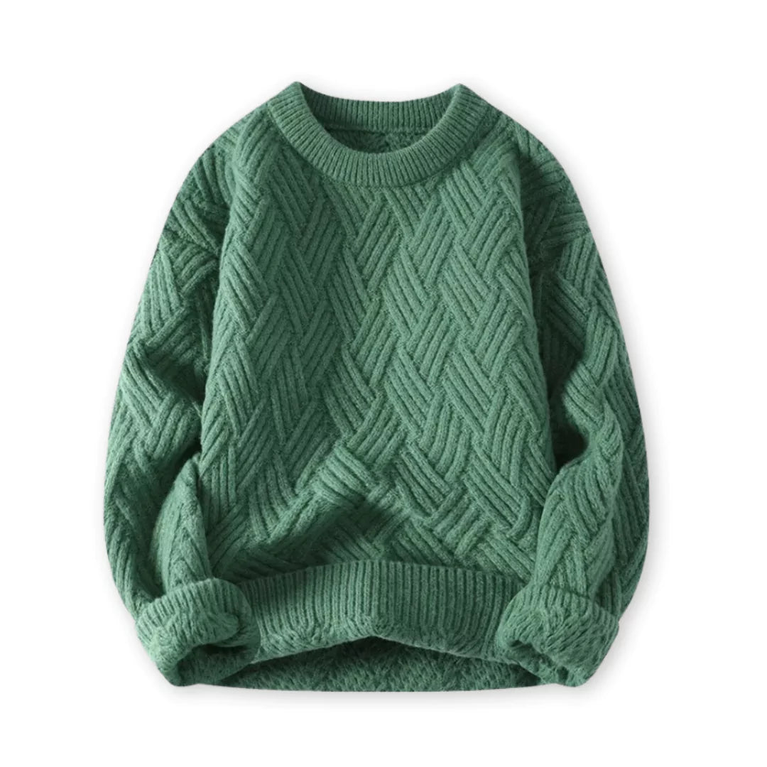 Herren Pullover Wollmischung Klassisch Warm Zopfmuster