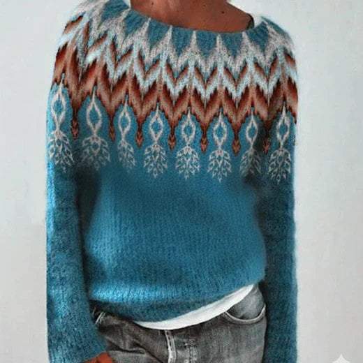 Damen Pullover Weihnachten Nordisch Warm