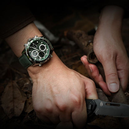 Herren Armbanduhr Edelstahl Marine Chrono