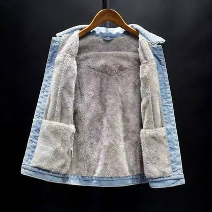 Herren Jeansjacke Warm Gefüttert Fleece