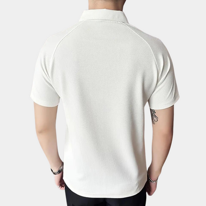 Herren Poloshirt Baumwolle Reißverschluss Casual Elegant