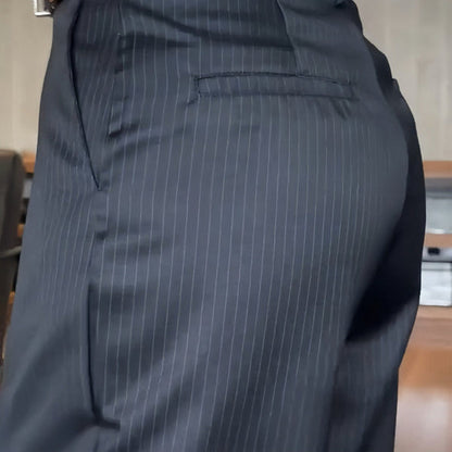 Damen Business Anzughose Streifen Elegant Schwarz