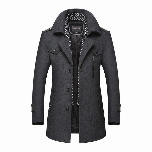 Herren Mantel Elegant Zeitlos Klassisch Schwarzer Mantel - BerlinGlamour