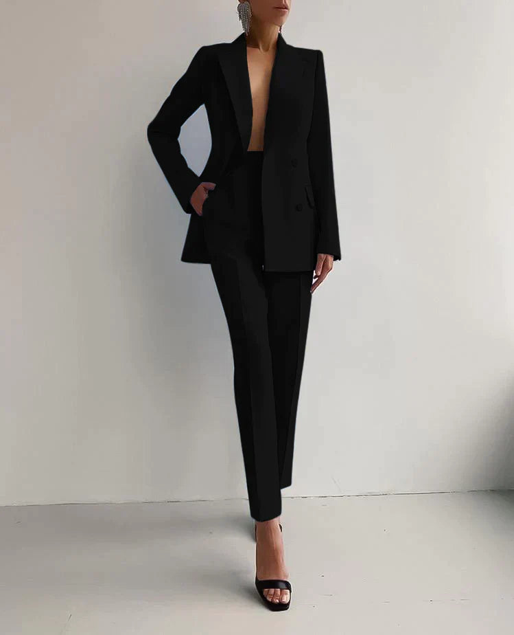 Eleganter Damen Blazer Hosen Anzug Set