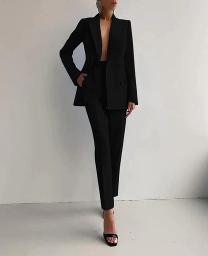 Eleganter Damen Blazer Hosen Anzug Set