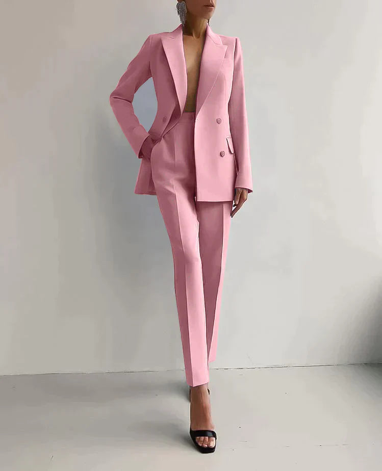 Eleganter Damen Blazer Hosen Anzug Set