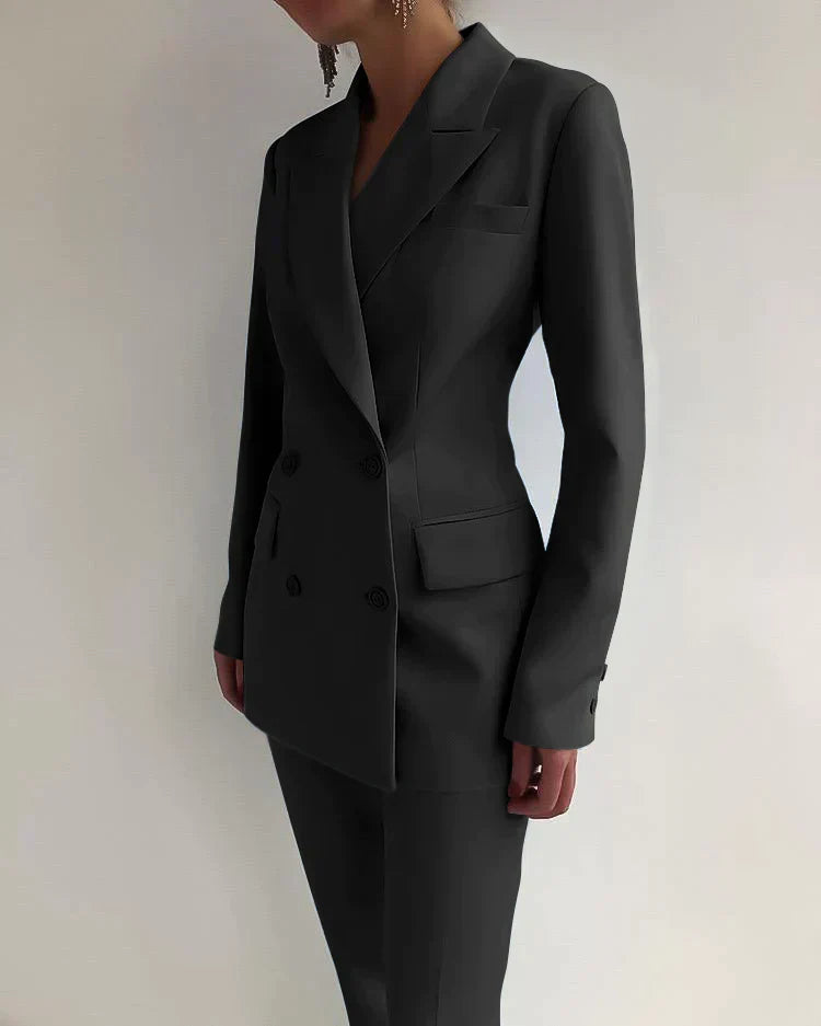 Eleganter Damen Blazer Hosen Anzug Set