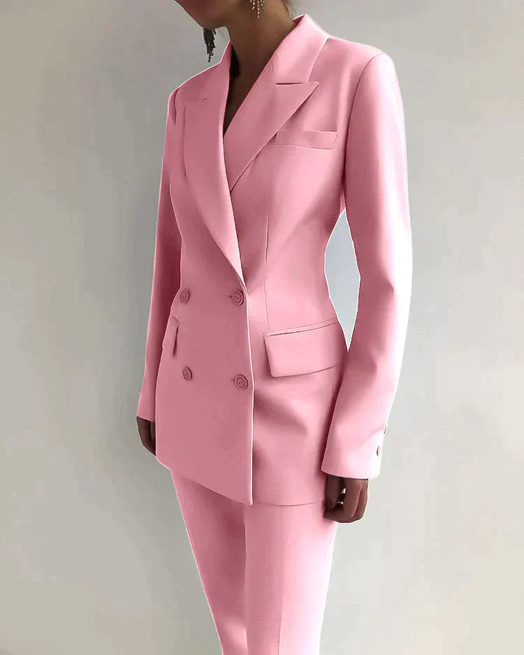 Eleganter Damen Blazer Hosen Anzug Set