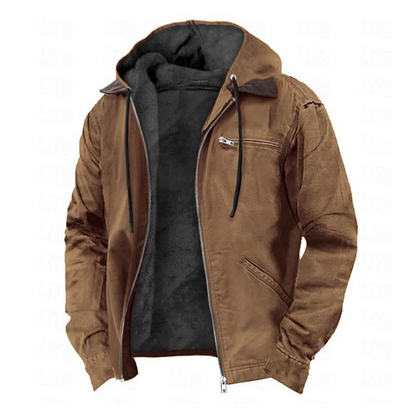 Herren Kapuzenjacke Reißverschluss Modern Schwarz
