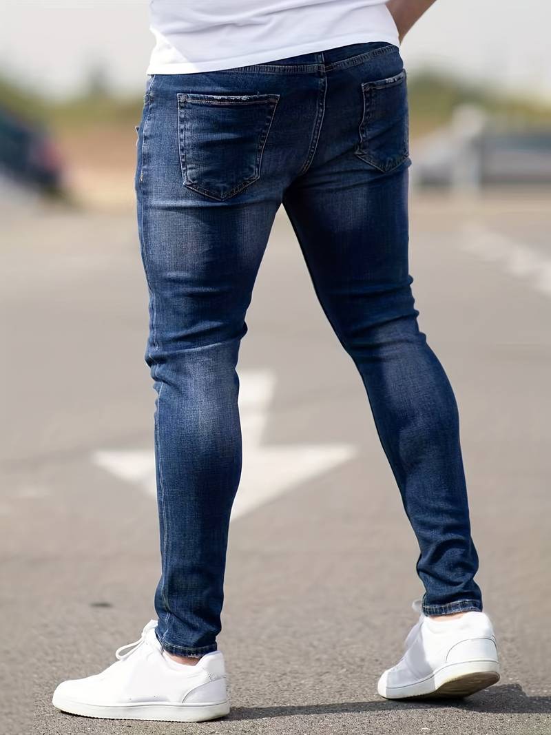 Jeans - Herren Zerrissen Dehnen chlank Passform Jeans-Chaps Herrenmode
