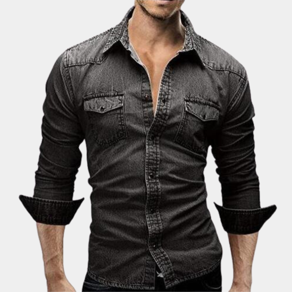 Herren Jeanshemd Slim Fit Langarm - BerlinGlamour