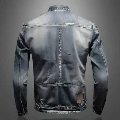 Jeansjacke – Gewaschene, Schmal Geschnittene Jeansjacke mit Reißverschluss für Herren-Chaps Herrenmode