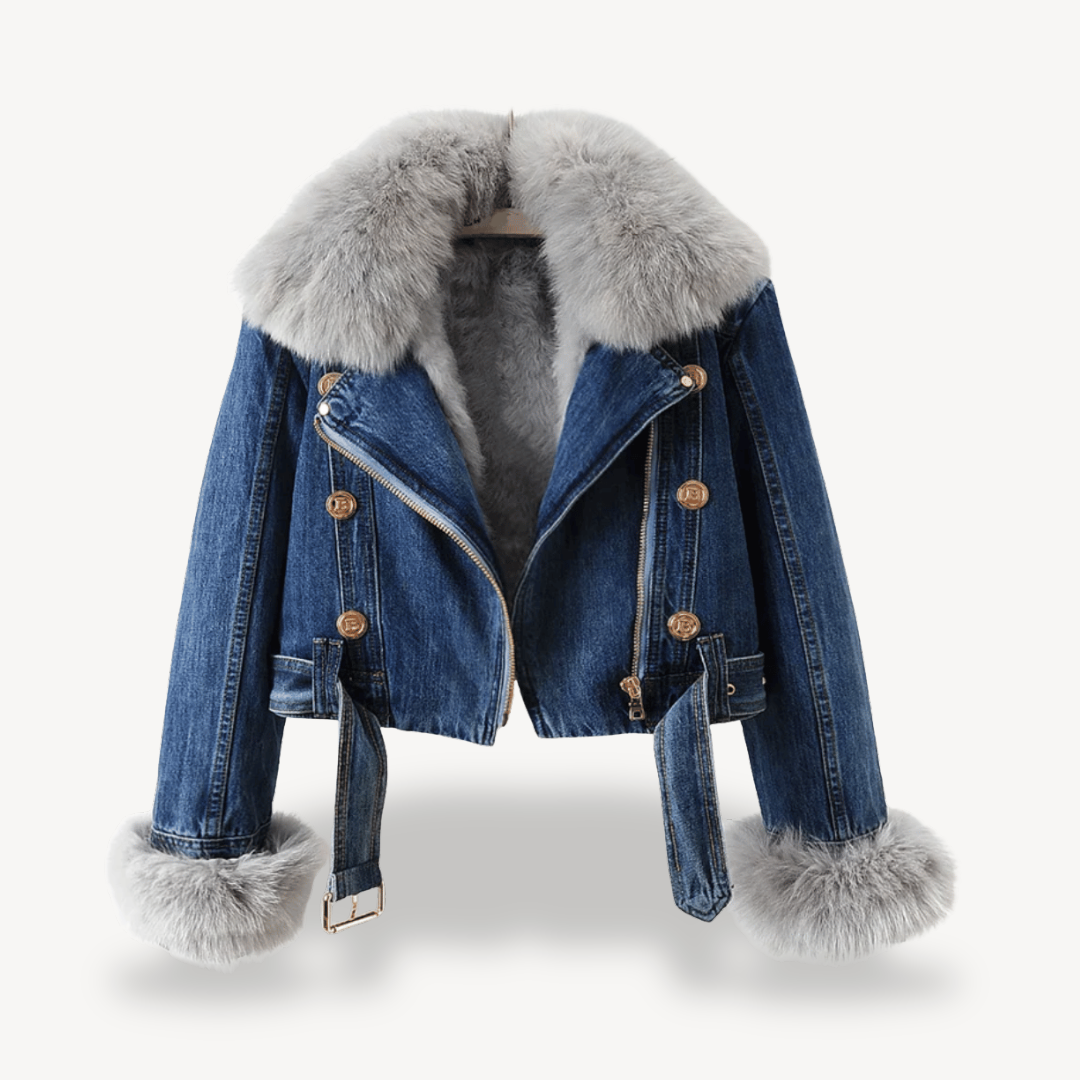 Jeansjacke mit Kunstpelzfutter für Damen | Loravelle 0