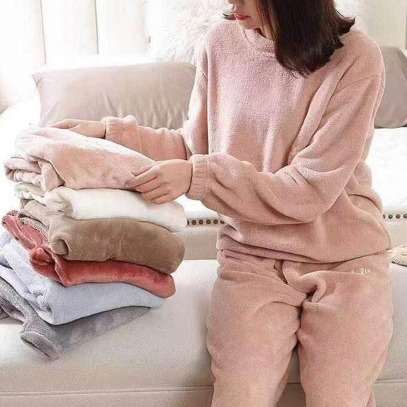 Damen Pyjama Set Warm Plüsch Schlafanzug - BerlinGlamour