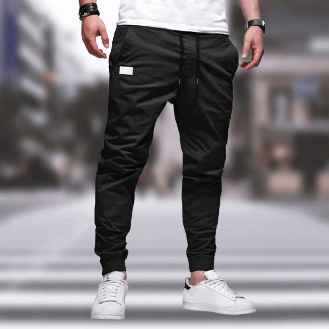 Jogger | Cargohosen | Kordelzug | Slim-Fit-Jogger | Herrenhosen-Schwarz-M-Chaps Herrenmode