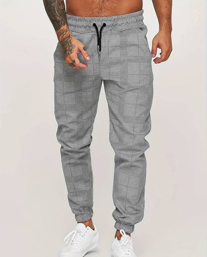 Elastische Herren-Joggerhose mit Kordelzug und Karomuster - BerlinGlamour