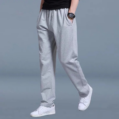 Jogginghose | Lässig | Kordelzug | Gerade geschnittene Jogginghose | Herrenhose-Hellgrau-M-Chaps Herrenmode