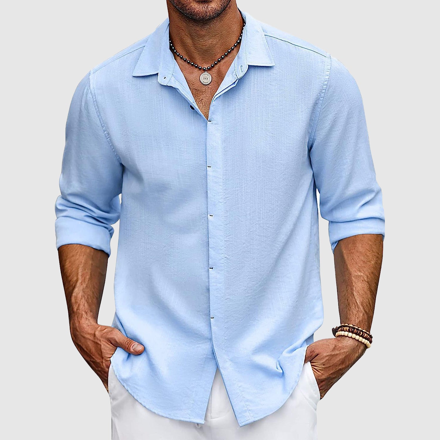 Herren Leinenhemd Elegantes Sommerhemd Weiß - BerlinGlamour