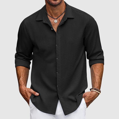 Herren Leinenhemd Elegantes Sommerhemd Weiß