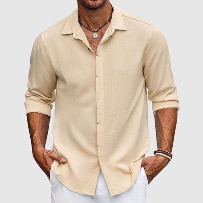 Herren Leinenhemd Elegantes Sommerhemd Weiß