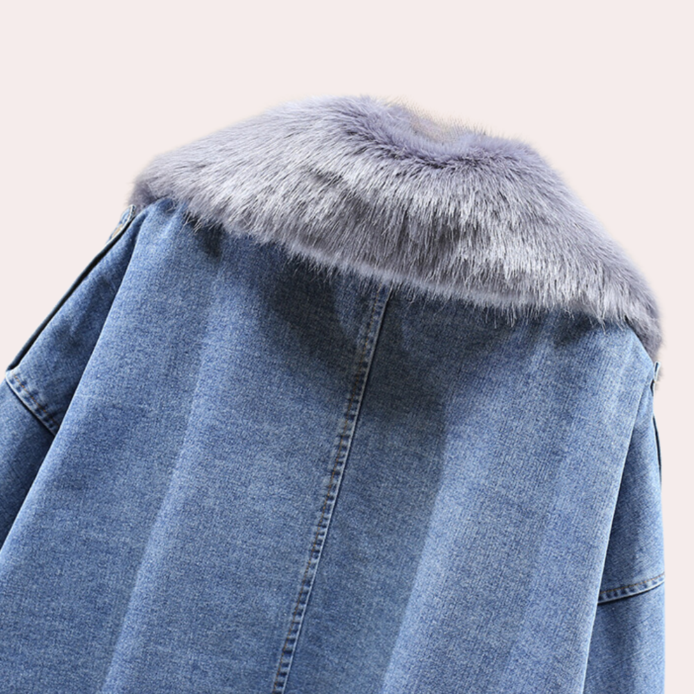Warme Damen Winterjacke Denim Steppjacke Modern - BerlinGlamour