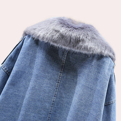 Warme Damen Winterjacke Denim Steppjacke Modern - BerlinGlamour