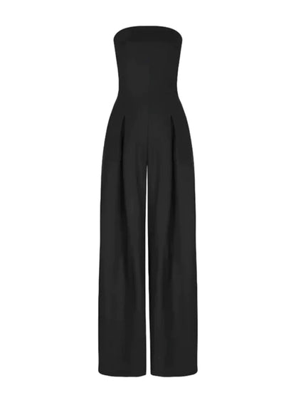 Damen Jumpsuit dunkelblau Elegant weites Bein