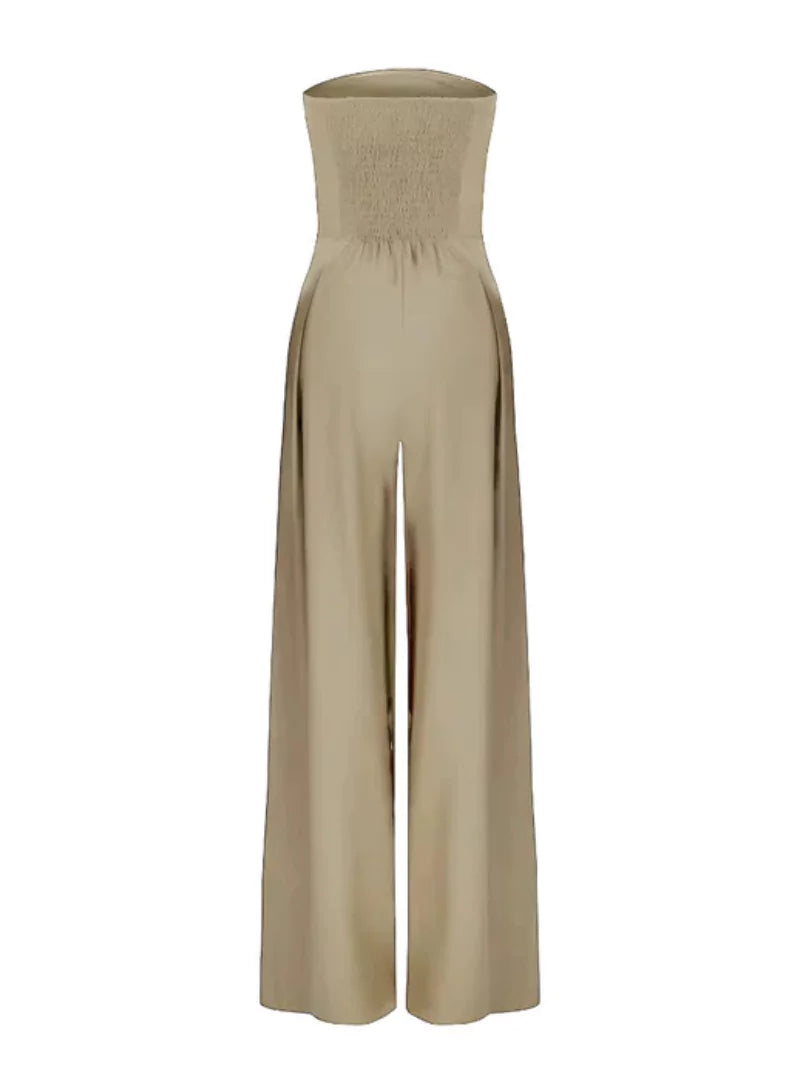 Damen Jumpsuit Trägerlos Dunkelblau Abendkleid Party