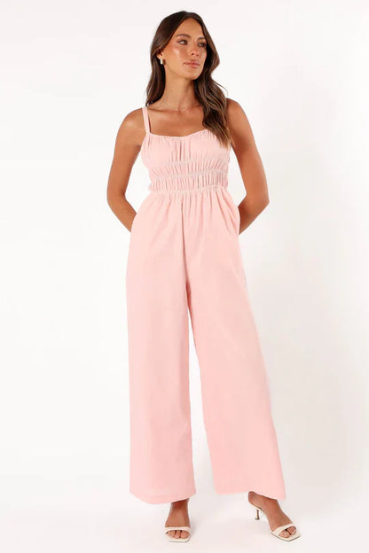 Eleganter Frauen Jumpsuit Ärmellos Weite Beine