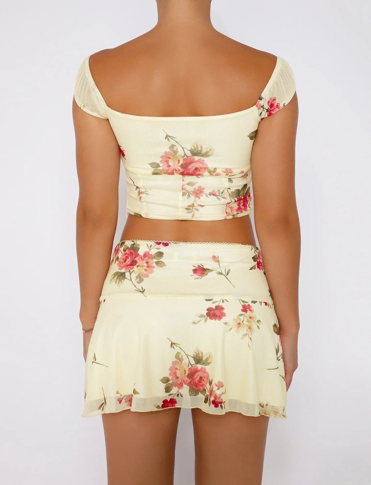 Sommer Top mit Ärmel und Wickelrock Blumenmuster
