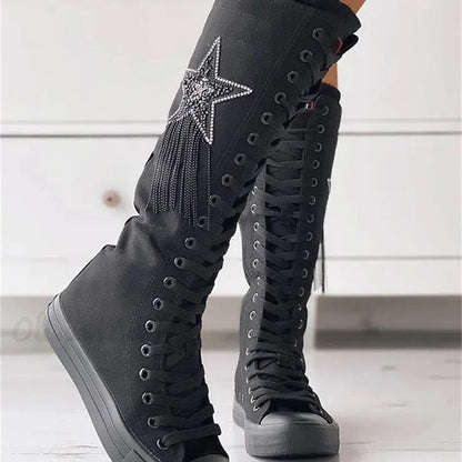 Lederstiefel Quasten Schnürstiefel Frauen Stiefel - BerlinGlamour