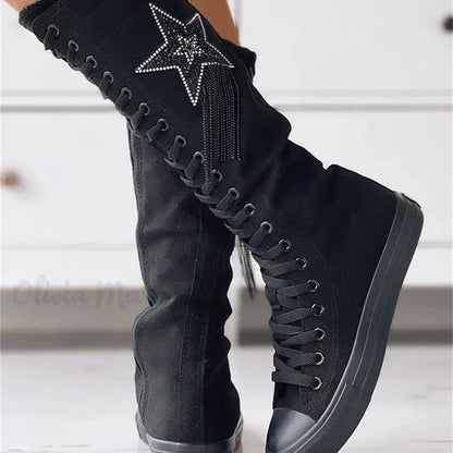 Lederstiefel Quasten Schnürstiefel Frauen Stiefel