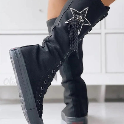 Lederstiefel Quasten Schnürstiefel Frauen Stiefel