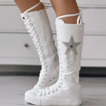 Lederstiefel Quasten Schnürstiefel Frauen Stiefel