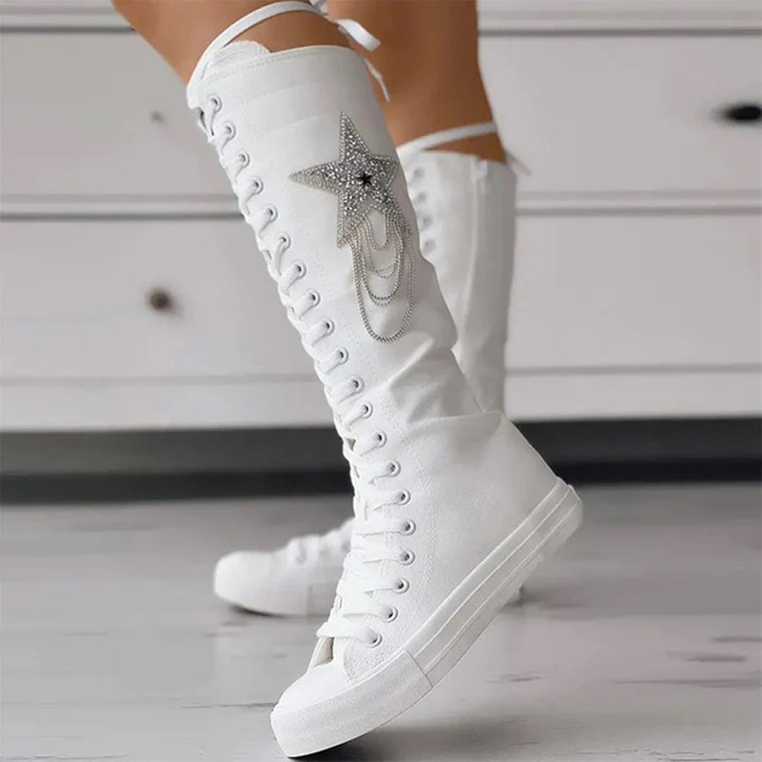 Lederstiefel Quasten Schnürstiefel Frauen Stiefel