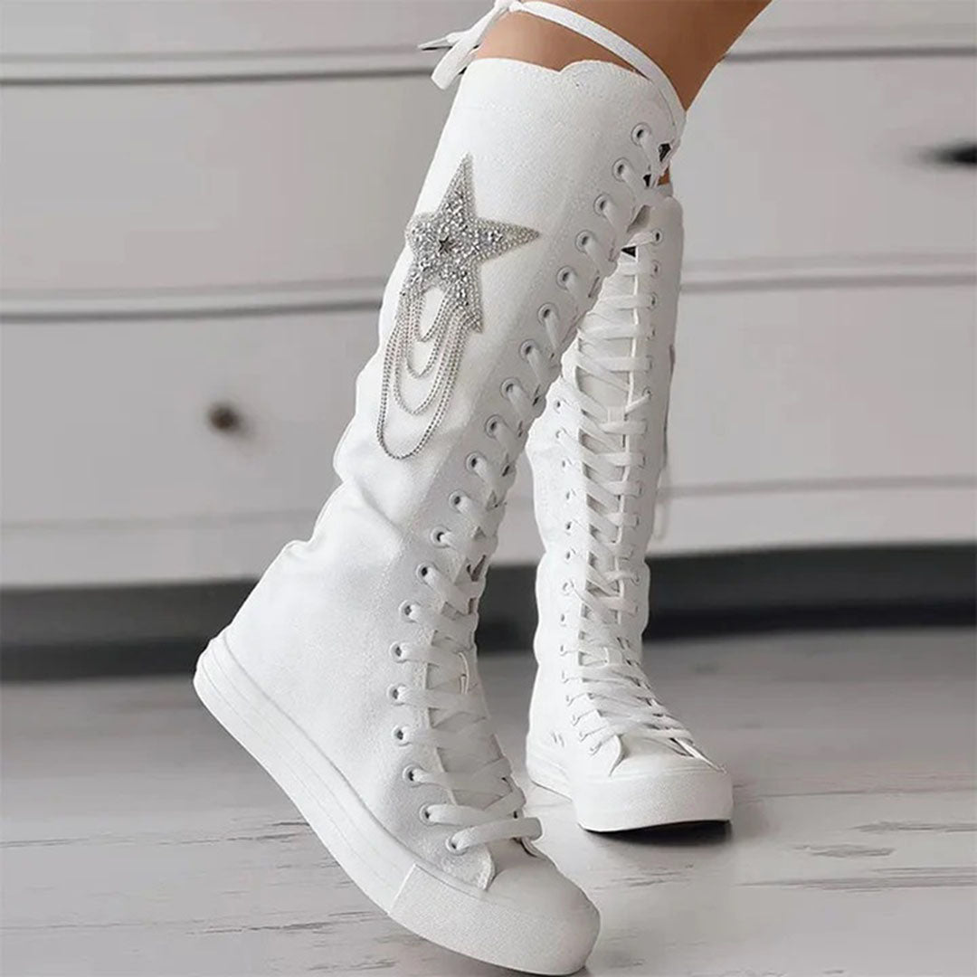 Lederstiefel Quasten Schnürstiefel Frauen Stiefel