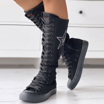 Lederstiefel Quasten Schnürstiefel Frauen Stiefel