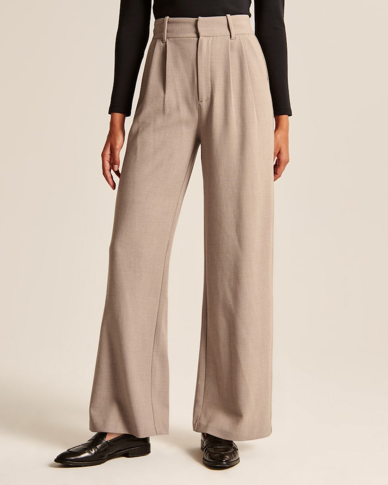 Beige Wide-Leg Hose Elegant Modern Damen - BerlinGlamour