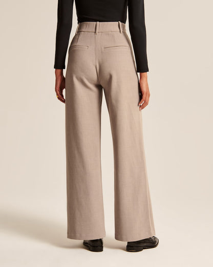 Beige Wide-Leg Hose Elegant Modern Damen