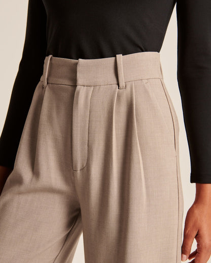 Modische Damen-Hose Taupe Weite Bein