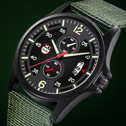 Herrenuhr Militärstil Quarz Sportuhr Schwarz