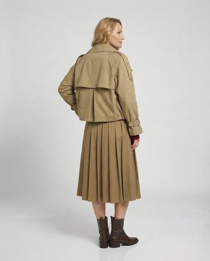Damen Trenchcoat Kurz Oversize Beige Herbstjacke