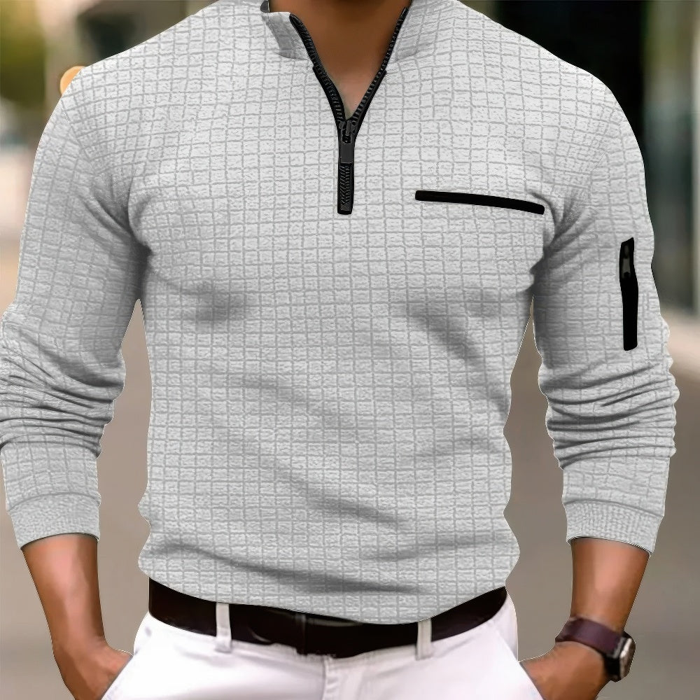 Herren Poloshirt Langarm Baumwolle Casual Bequem